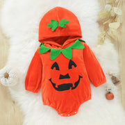 Halloween Pumpkin Suit Long Sleeve One-piece Romper