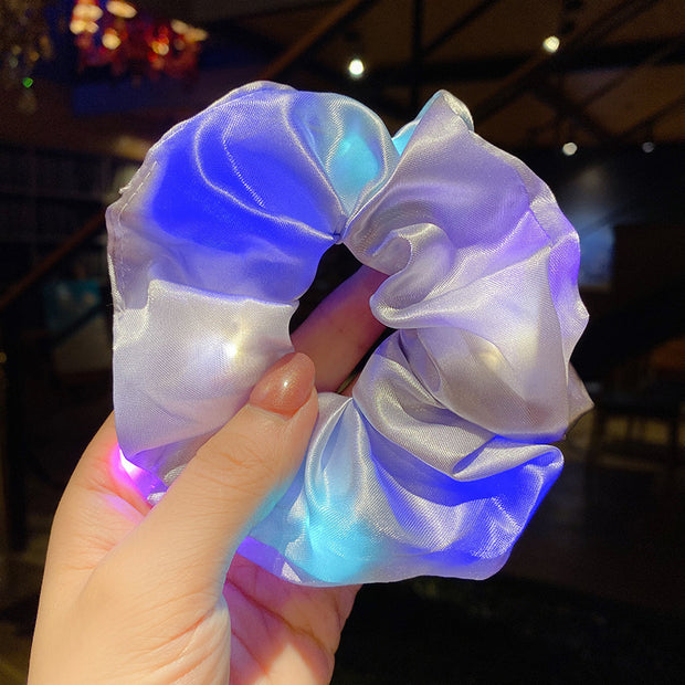 LED Luminous Scrunchies Hairband Women Elastic Hair Bands Girls Hair Ties Ponytail Holder Headwear Accessories