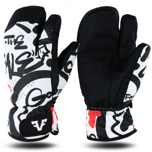 Winter Thickened Warm Three-finger Ski Gloves