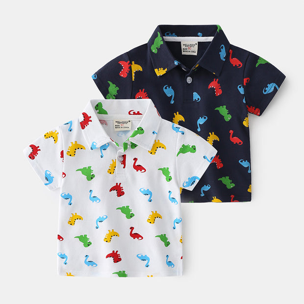 Summer Dinosaur Cartoon Print Boy Short Sleeve