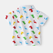 Summer Dinosaur Cartoon Print Boy Short Sleeve