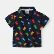 Summer Dinosaur Cartoon Print Boy Short Sleeve