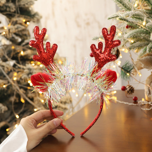 Big Elk Horn Bell Sequined Female Christmas Headband