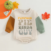 Halloween Infant Baby Jumpsuit Color Matching Long Sleeve Pumpkin Letters