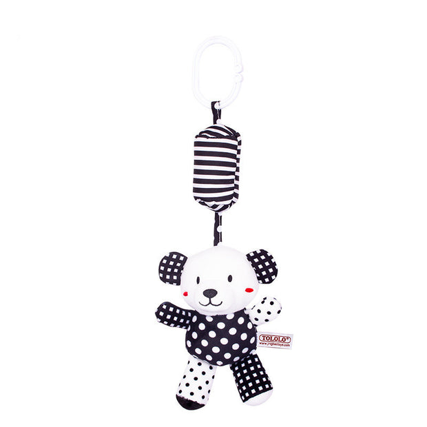 Toy Animal Baby Carriage Pendant Rattle Black and White Bed Bell