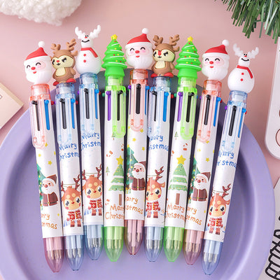 Cute Six-color Santa Claus Christmas Cartoon Ballpoint Pen