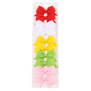 10Pcs Set New Solid Ribbon Bowknot Hair Clips For Baby Girls