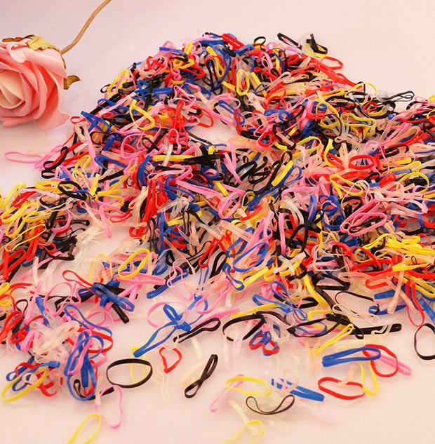 About 2,000 colorful children's baby colored rubber bands, hair band hair rope, head rope disposable rubber band