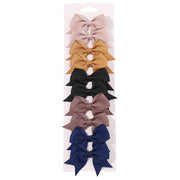 10Pcs Set New Solid Ribbon Bowknot Hair Clips For Baby Girls