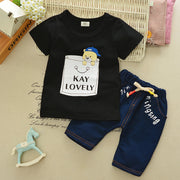 Kids Boys summer new small children children s casual T-shirt cowboy suit a summer tide