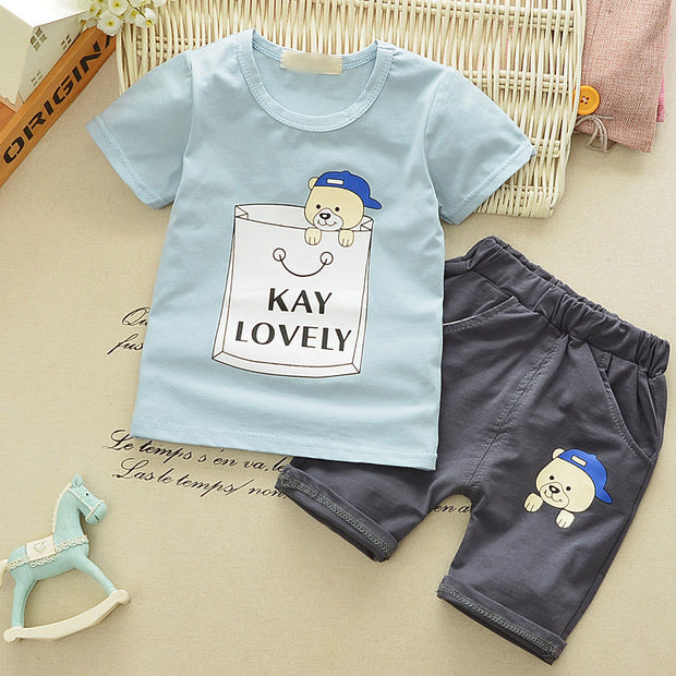 Kids Boys summer new small children children s casual T-shirt cowboy suit a summer tide