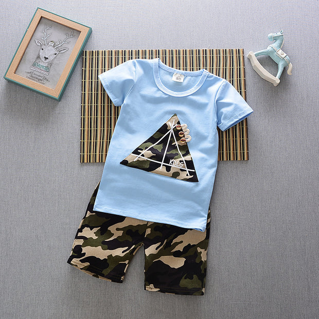 Kids Boys summer new small children children s casual T-shirt cowboy suit a summer tide