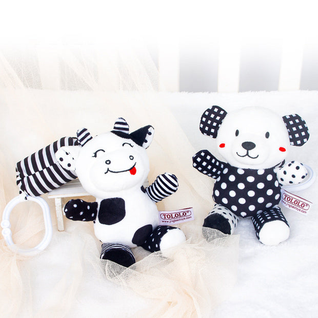 Toy Animal Baby Carriage Pendant Rattle Black and White Bed Bell