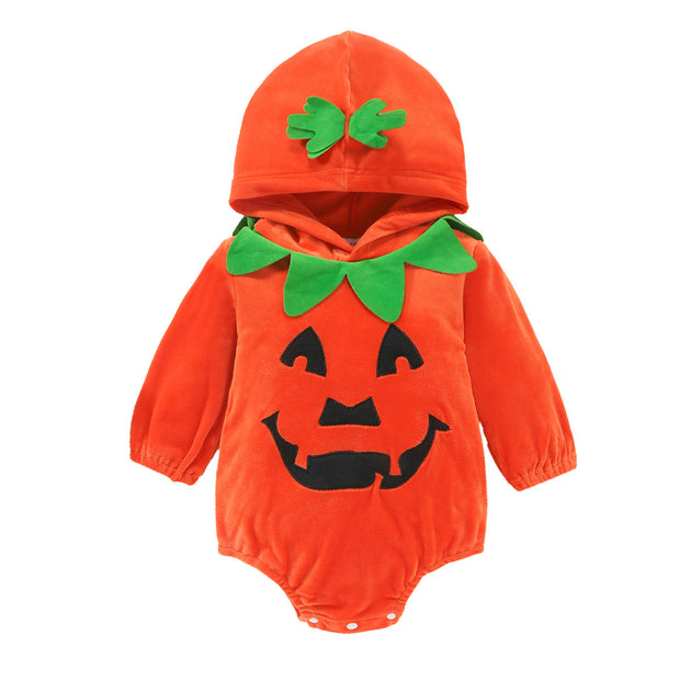 Halloween Pumpkin Suit Long Sleeve One-piece Romper