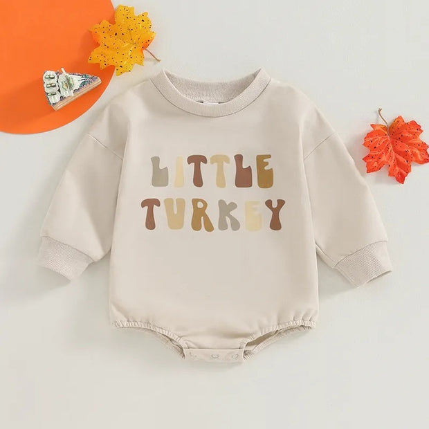 Halloween Infant Baby Jumpsuit Color Matching Long Sleeve Pumpkin Letters