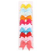 10Pcs Set New Solid Ribbon Bowknot Hair Clips For Baby Girls