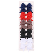 10Pcs Set New Solid Ribbon Bowknot Hair Clips For Baby Girls